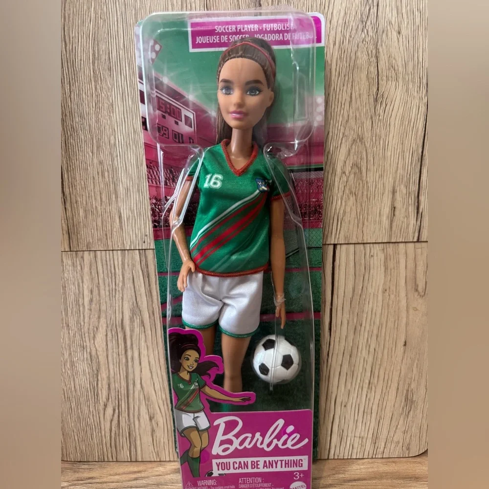 Barbie Soccer Player Doll with Green Jersey and White Shorts - Picture 3 of 6